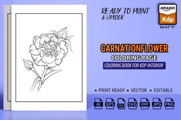 A Carnation Flower Coloring Book for Modern Editorial & Web Graphics