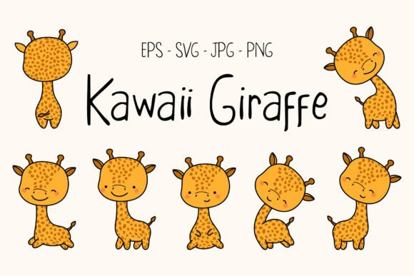 A Kawaii Giraffe Graphics Set for Crafters & Creators