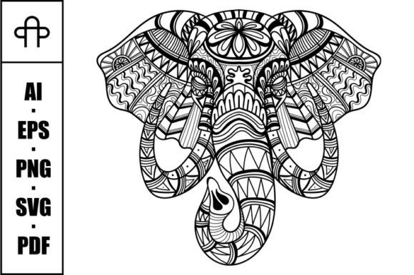 An Elephant Mandala Zentangle Graphic for Serious Design Projects