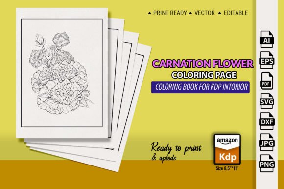 Carnation Flower Vector Graphics for Printable Coloring Pages