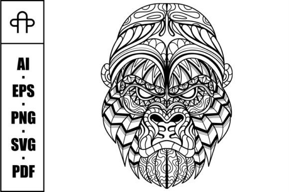 Gorilla Mandala Graphic for Crafting & Coloring Pages