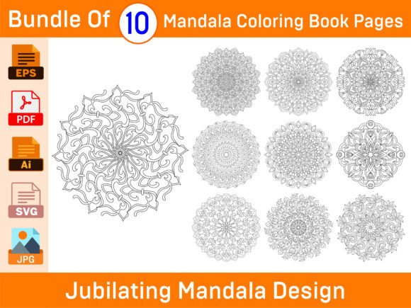 Jubilating Mandala Graphics for Coloring Pages & Products