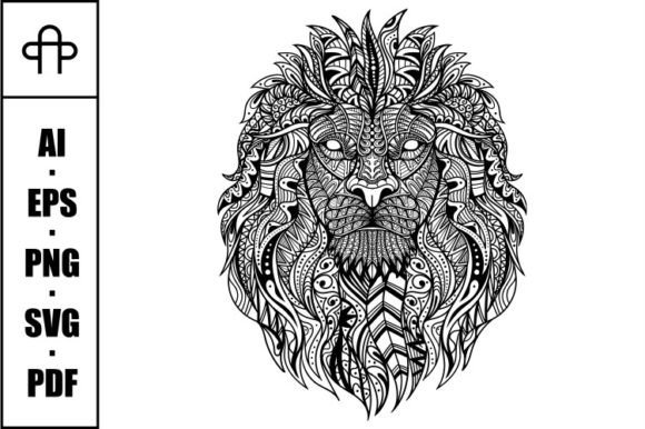 Lion Head Mandala Zentangle Coloring: A Graphic Design Asset for Serious Publishing