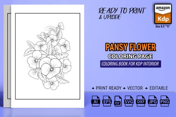Pansy Flower Coloring Pages for Adult Graphics & Branding